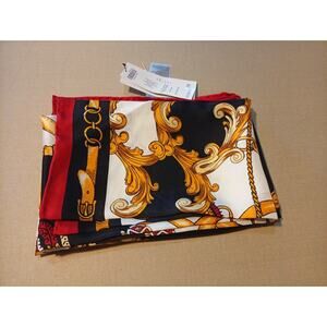 100% Silk Scarf 70$ Tag on Large 38" NWT New Hand Stitched NYC Jackie Old Money